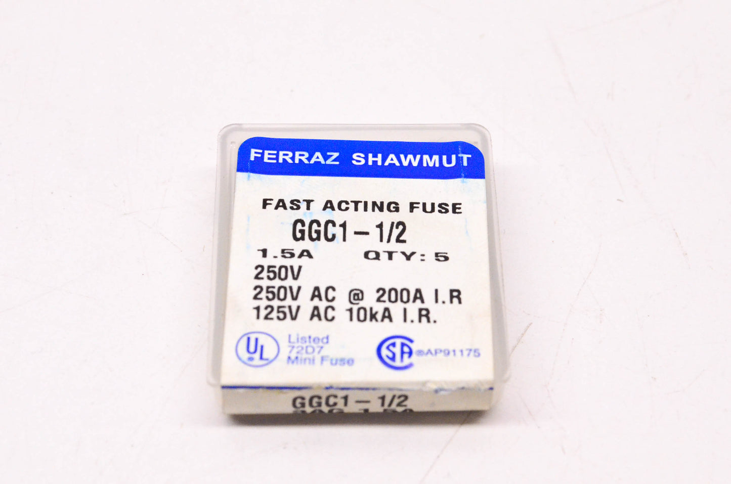 Ferraz Shawmut 1 1/2 Amp 250 Volt Fast Acting Glass Tube Fuses Qty 5 NOS