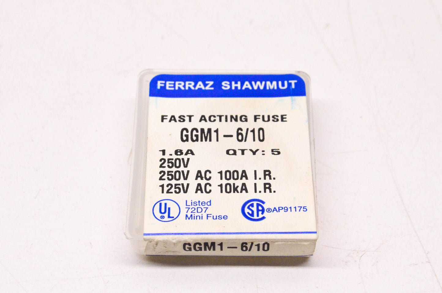 Ferraz Shawmut 1 6/10 Amp 250 Volt Fast Acting Glass Tube Fuses Qty 5 NOS