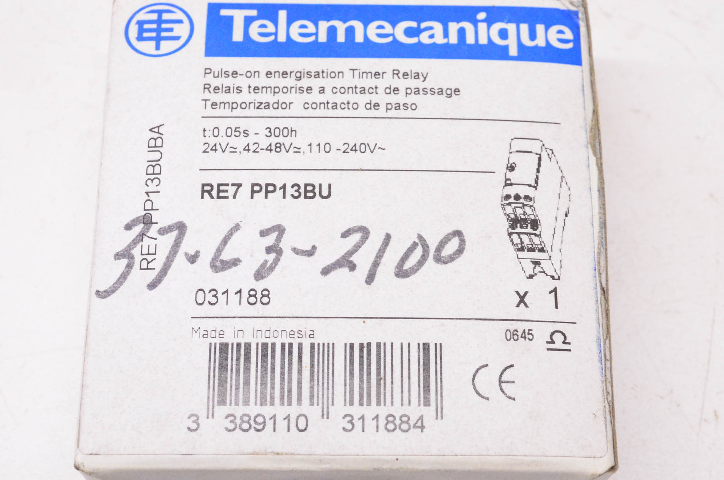 Telemecanique RE7 PP13BU Timer Relay NOS