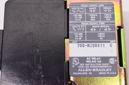 Allen Bradley 700-N200A11 Coil Relay