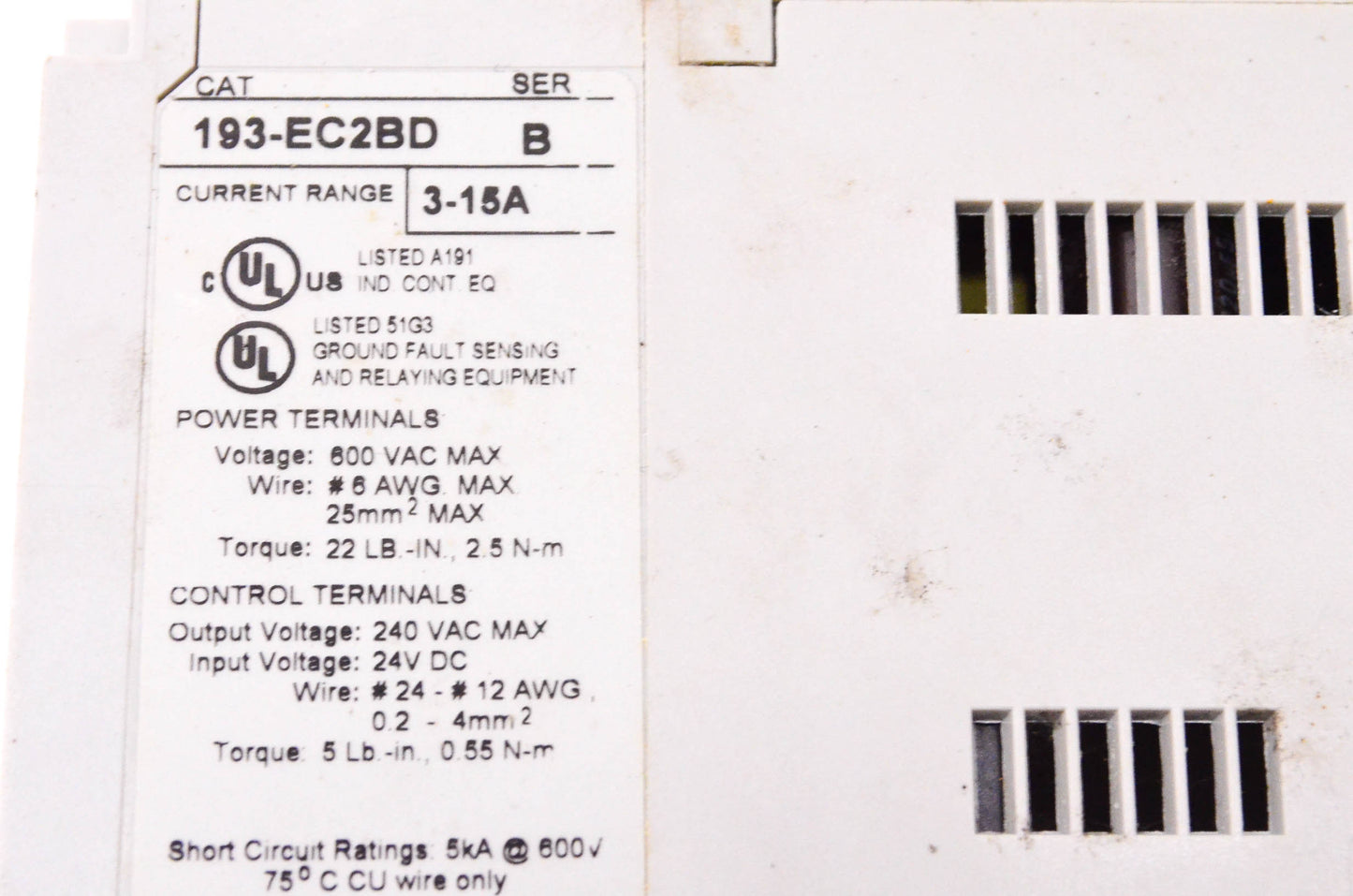Allen Bradley 193-EC2BD Solid State Overload Relay