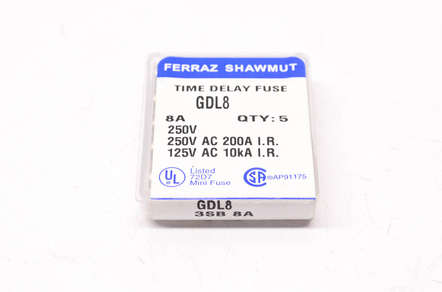 Ferraz Shawmut GDL8 8 Amp 250 Volt AC Time-Delay Fuse Qty 5 NOS