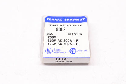 Ferraz Shawmut GDL8 8 Amp 250 Volt AC Time-Delay Fuse Qty 5 NOS