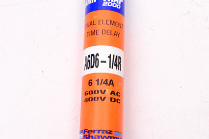 Ferraz Shawmut A6D6-1/4R 6 1/4 Amp 600VAC/VDC Fuse NOS