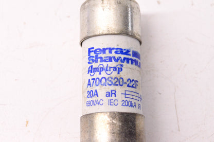 Ferraz Shawmut A70QS20-22F 20 Amp 690 Volt AC Amp-Trap Fuse NOS