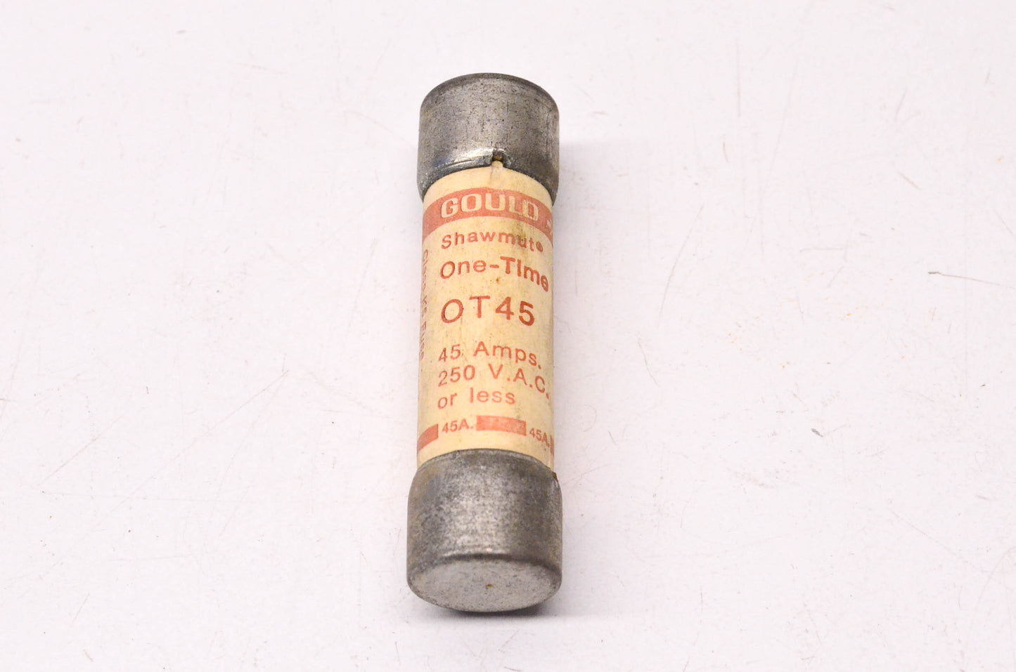 Gould OT45 45 Amp 250 Volt AC or Less One-Time Cartridge Fuse Qty 3 NOS