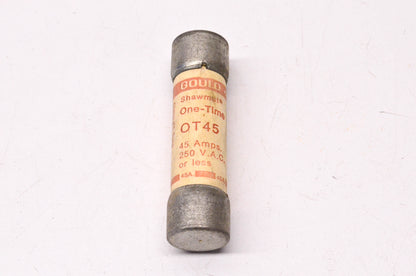 Gould OT45 45 Amp 250 Volt AC or Less One-Time Cartridge Fuse Qty 3 NOS