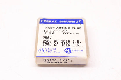Ferraz Shawmut GGC2-1/2 2.5 Amp 250 Volt Fast Acting Fuses Qty 5 NOS