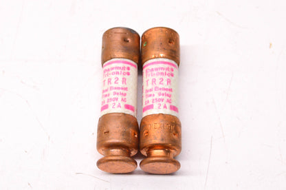 Gould Shawmut TR2R 2 Amp 250V AC Tri-Onic Dual-Element Time-Delay Fuse Qty 2 NOS