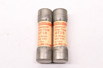 Gould Shawmut OT15 250 Volt AC 15 Amp Fuse Qty 2 NOS