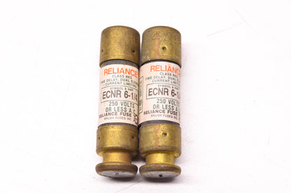 Reliance Fuse ECNR6-1/4, DK07-45 250 Volt AC 6.25 Amp Fuse Qty 2 NOS