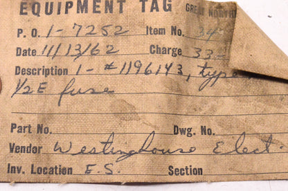 Westinghouse 1196143 1/2E Amp Fuse NOS