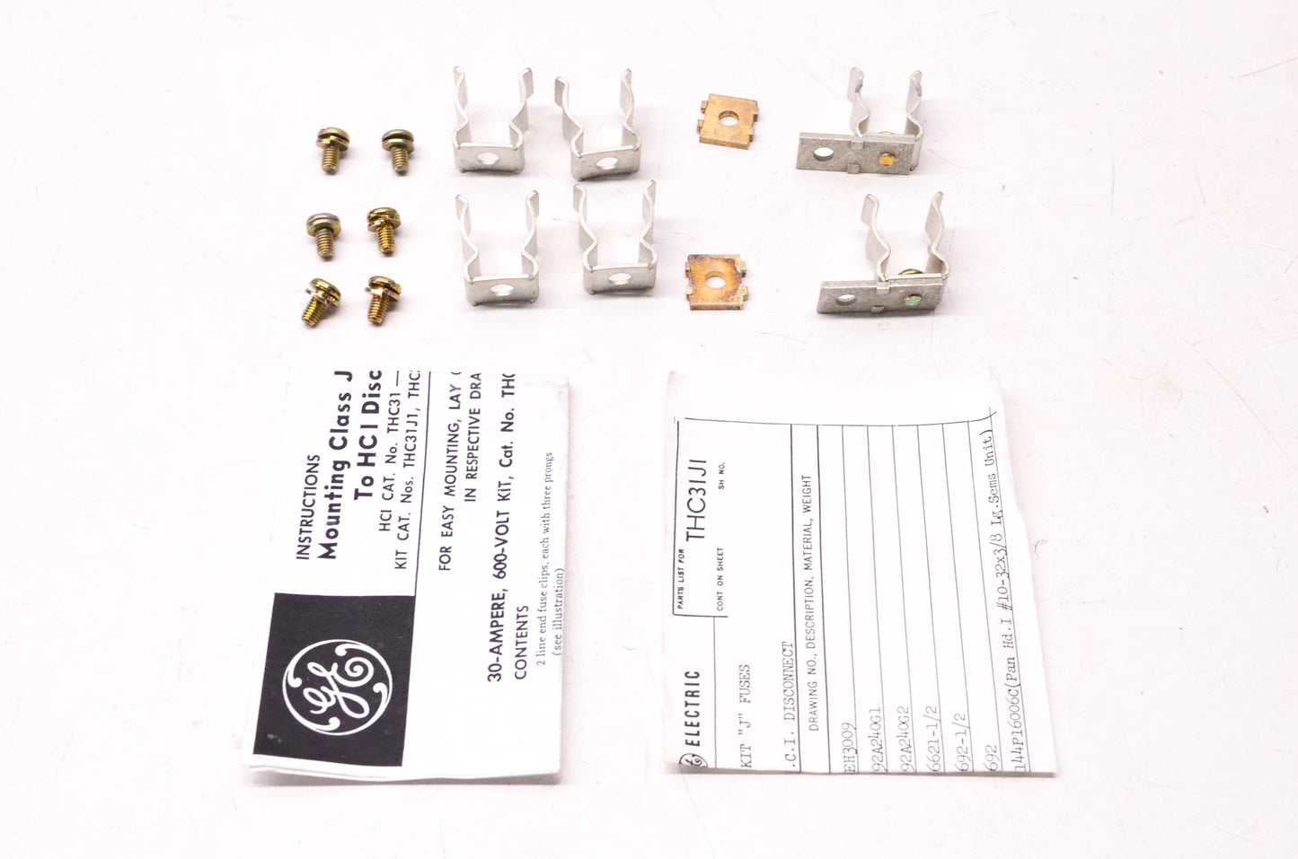 General Electric THC31J1, 783164-00947 Incomplete HCI Disconnect Fuse Kit NOS