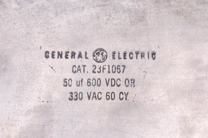 General Electric 23F1067 50uF 600 Volt DC or 300 Volt AC Capacitor