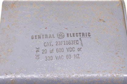General Electric 23F1063FC 20uF 600 Volt DC or 330 Volt AC 60HZ Capacitor