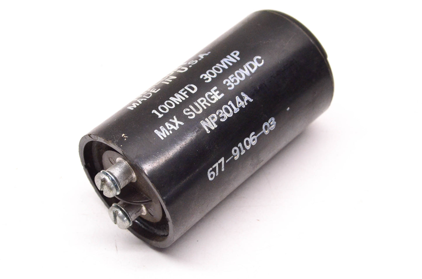 Mallory 677-9106-03 100MFD 300 VNP 350VDC Max Surge Capacitor NOS