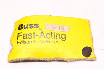 Cooper Bussmann W-10 10 Amp 125 Volt Edison Base Fuse Qty 5 NOS