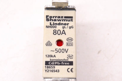 Ferraz Shawmut Y216543, 1B659 80 Amp 500 Volt Fuse NOS