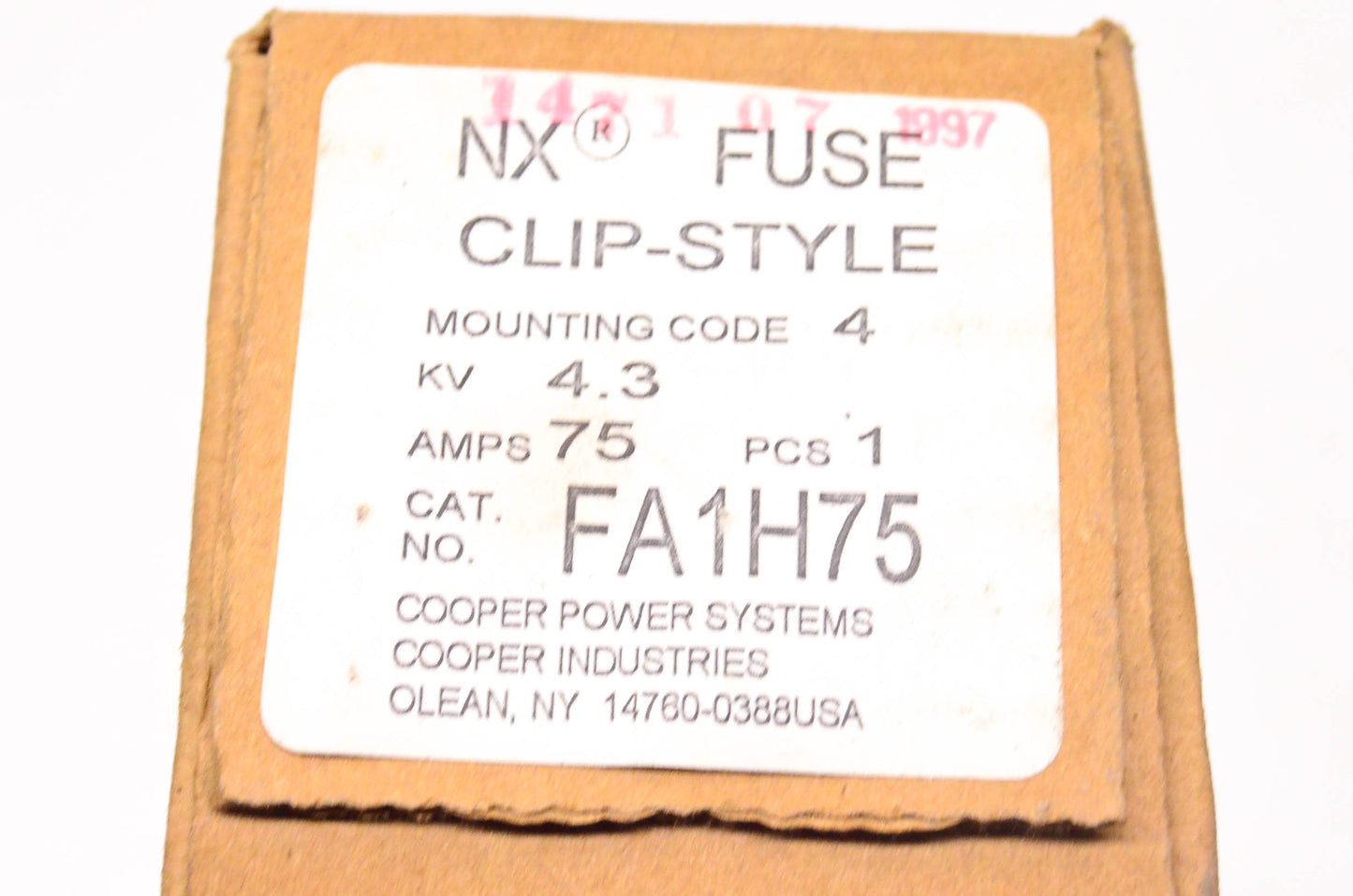 Cooper Bussmann FA1H75 75 Amp 4.3KV Current Limiting Fuse NOS