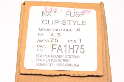 Cooper Bussmann FA1H75 75 Amp 4.3KV Current Limiting Fuse NOS