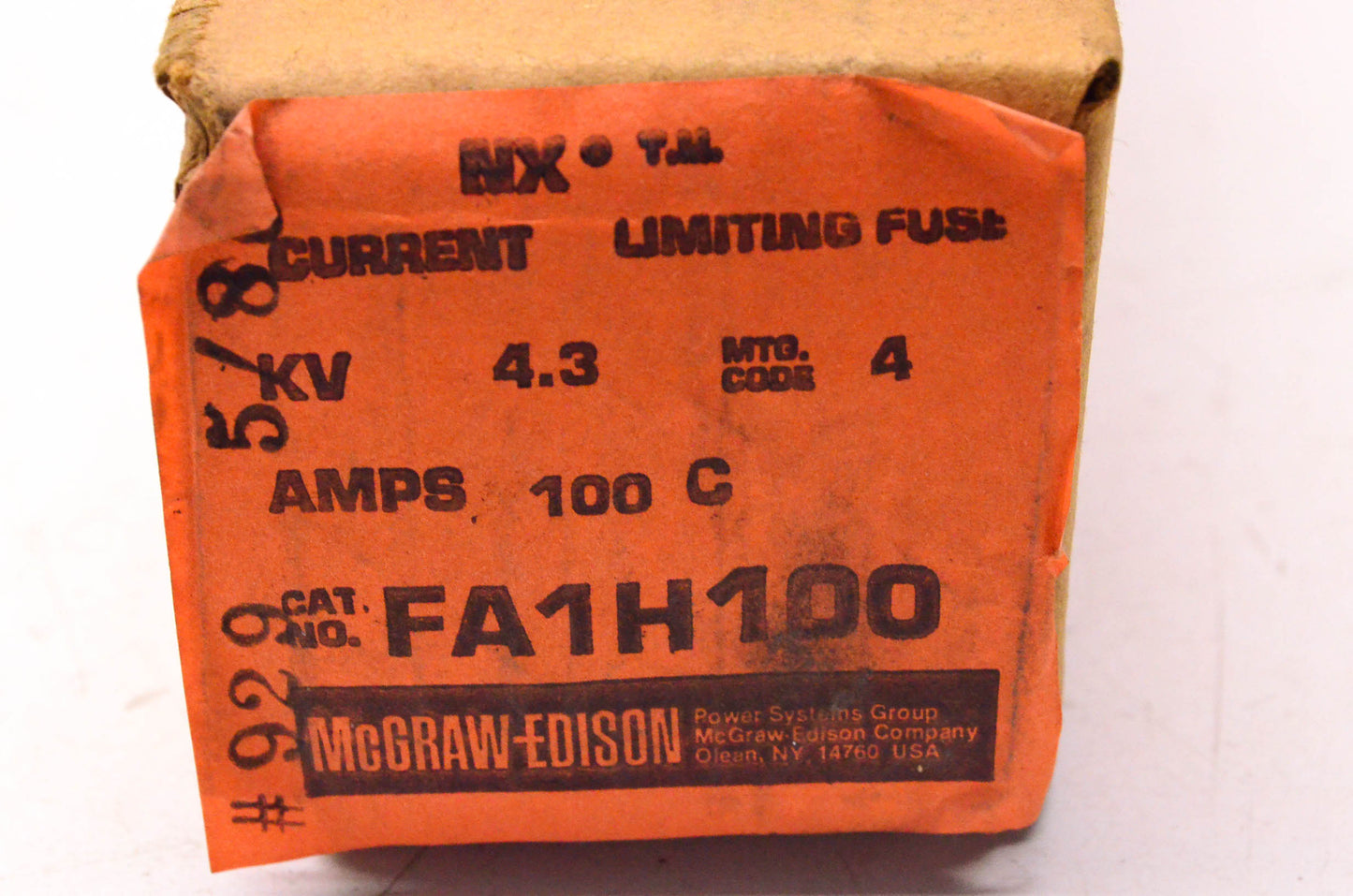 McGraw-Edison FA1H100 100 Amp 4.3KV Current Limiting Fuse NOS