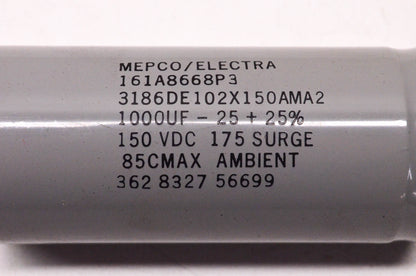 Mepco/Electra 161A8668P3 1000uF 150 Volt DC Capacitor NOS