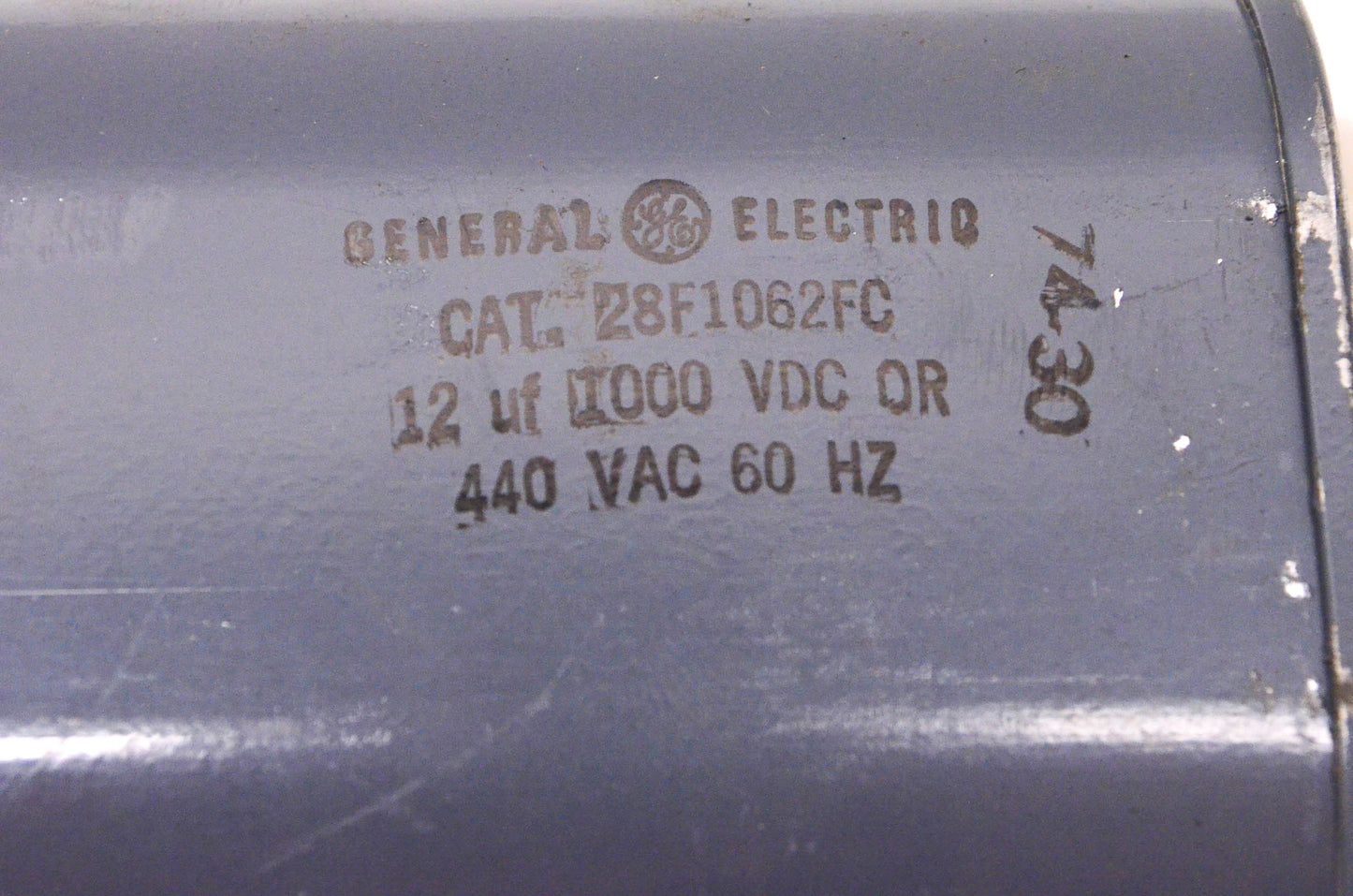 General Electric 12uF 1000v DC or 440v AC 60Hz Capacitor W/ Hold Down Clamps NOS