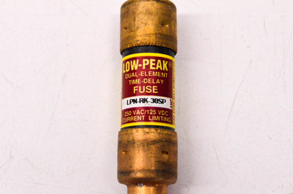 Cooper Bussmann 30 Amp 250 Volt AC Dual-Element Time Delay Low-Peak Fuse NOS