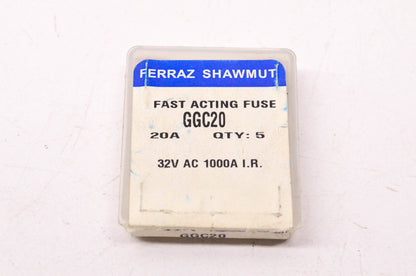 Ferraz Shawmut GGC20 20 Amp 32 Volt Fast Acting Fuses Qty 5 NOS