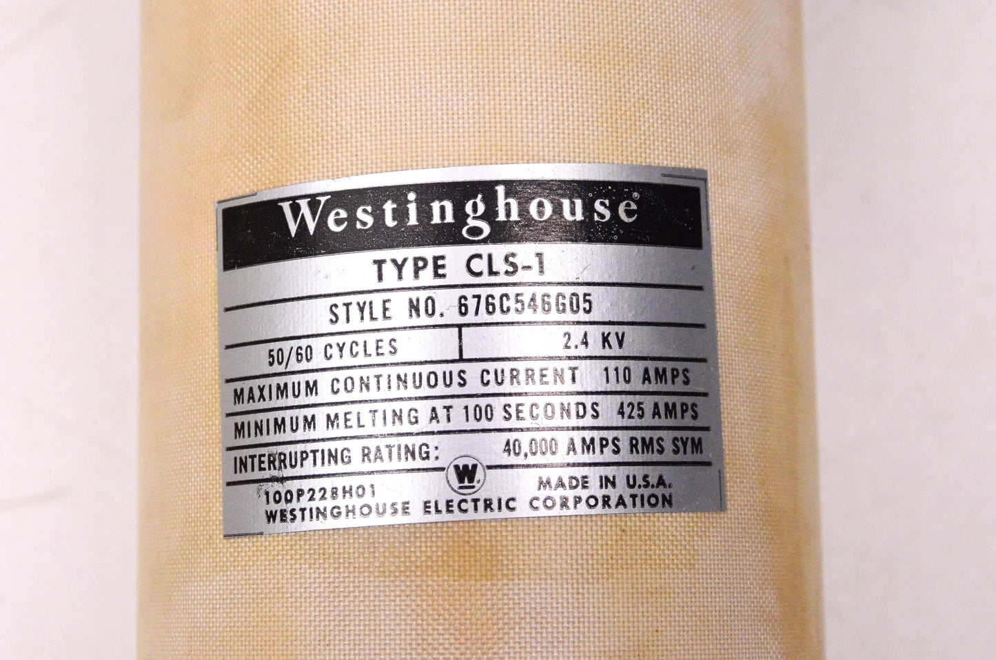 Westinghouse 676C546G05 110 Amp 2.4KV Type CLS-1 Fuse NOS