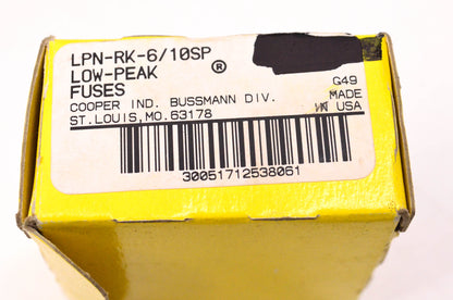 Cooper Bussmann LPN-RK-6/10SP 6/10 Amp 250 Volt Fuse NOS