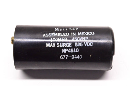 Mallory NP4510 100MFD 450VNP Mallory Capacitor NOS