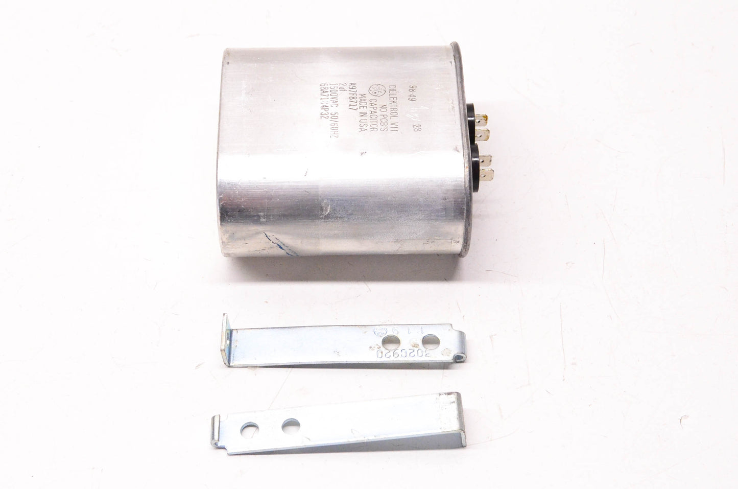 General Electric 2uF 1500 Volt AC 50/60HZ Capacitor W/ Hold Down Clamps NOS