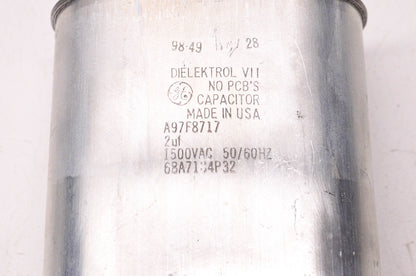 General Electric 2uF 1500 Volt AC 50/60HZ Capacitor W/ Hold Down Clamps NOS