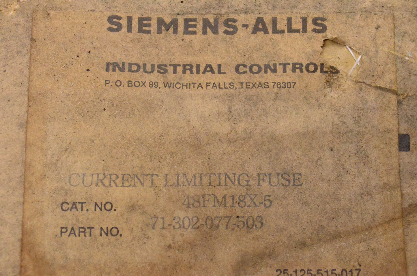 Siemens-Allis 71-302-077-503, 48FM18X-5 2.4/4.8KV Current Limiting Fuse NOS