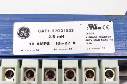 General Electric 37G01803 3 Phase Reactor 18 Amps 2.5mH 600 Volt 50/60Hz NOS