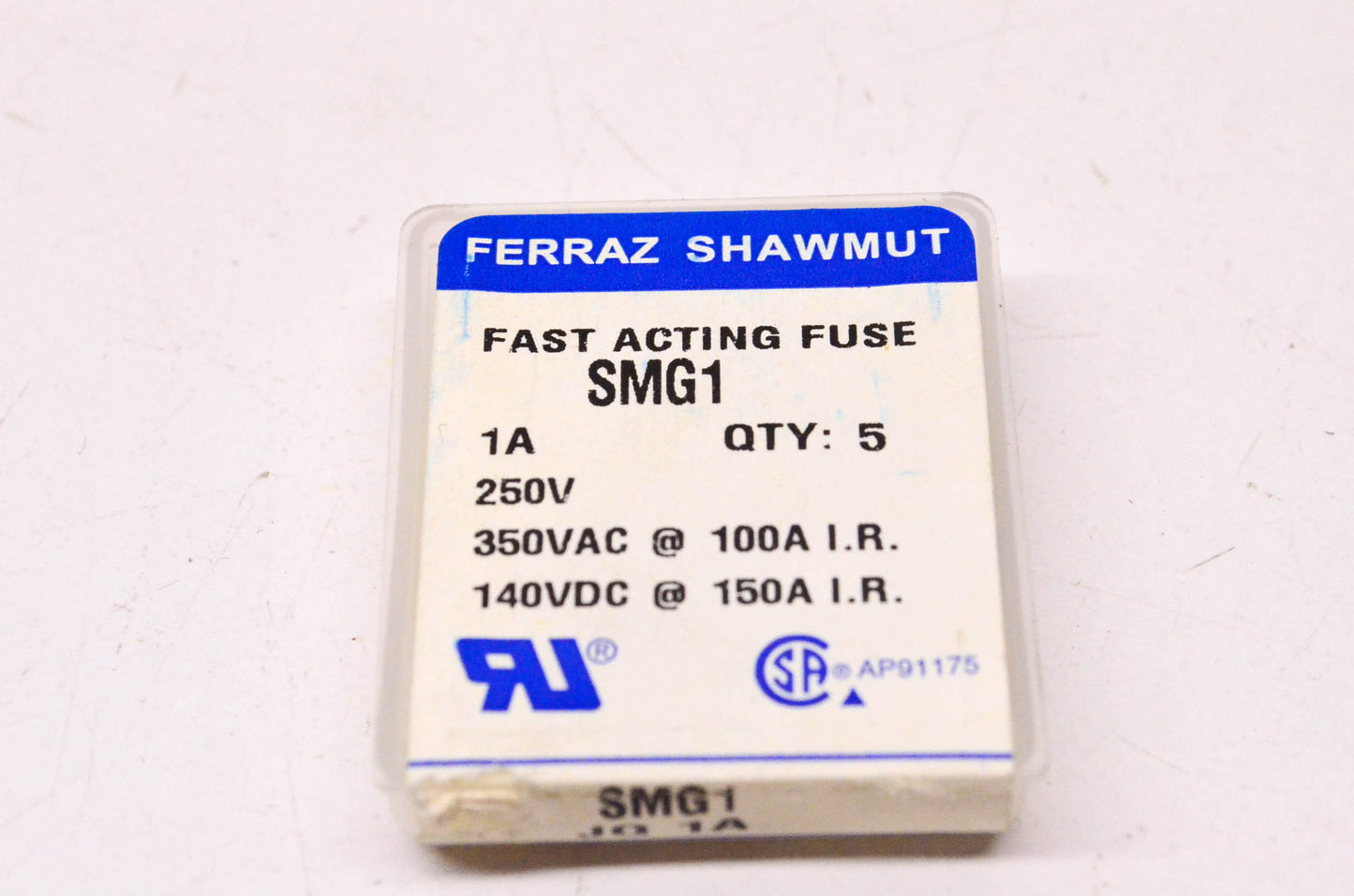 Ferraz Shawmut SMG1 1 Amp 250 Volt Fast Acting Fuse Qty 5 NOS