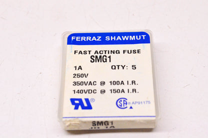 Ferraz Shawmut SMG1 1 Amp 250 Volt Fast Acting Fuse Qty 5 NOS