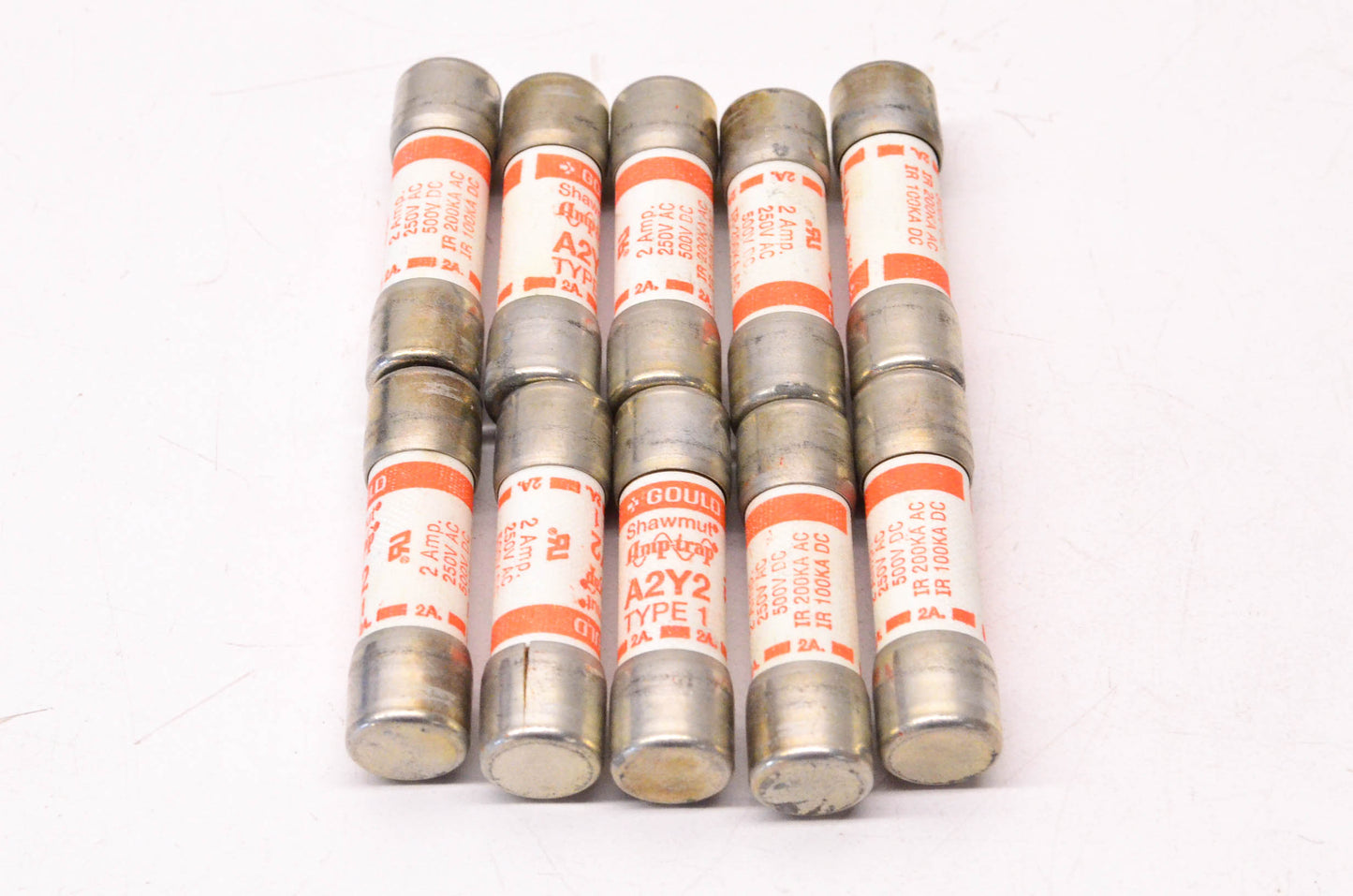 Gould A2Y2 2 Amp 250 VAC 500 VDC Type 1 Fuse Qty 10 NOS