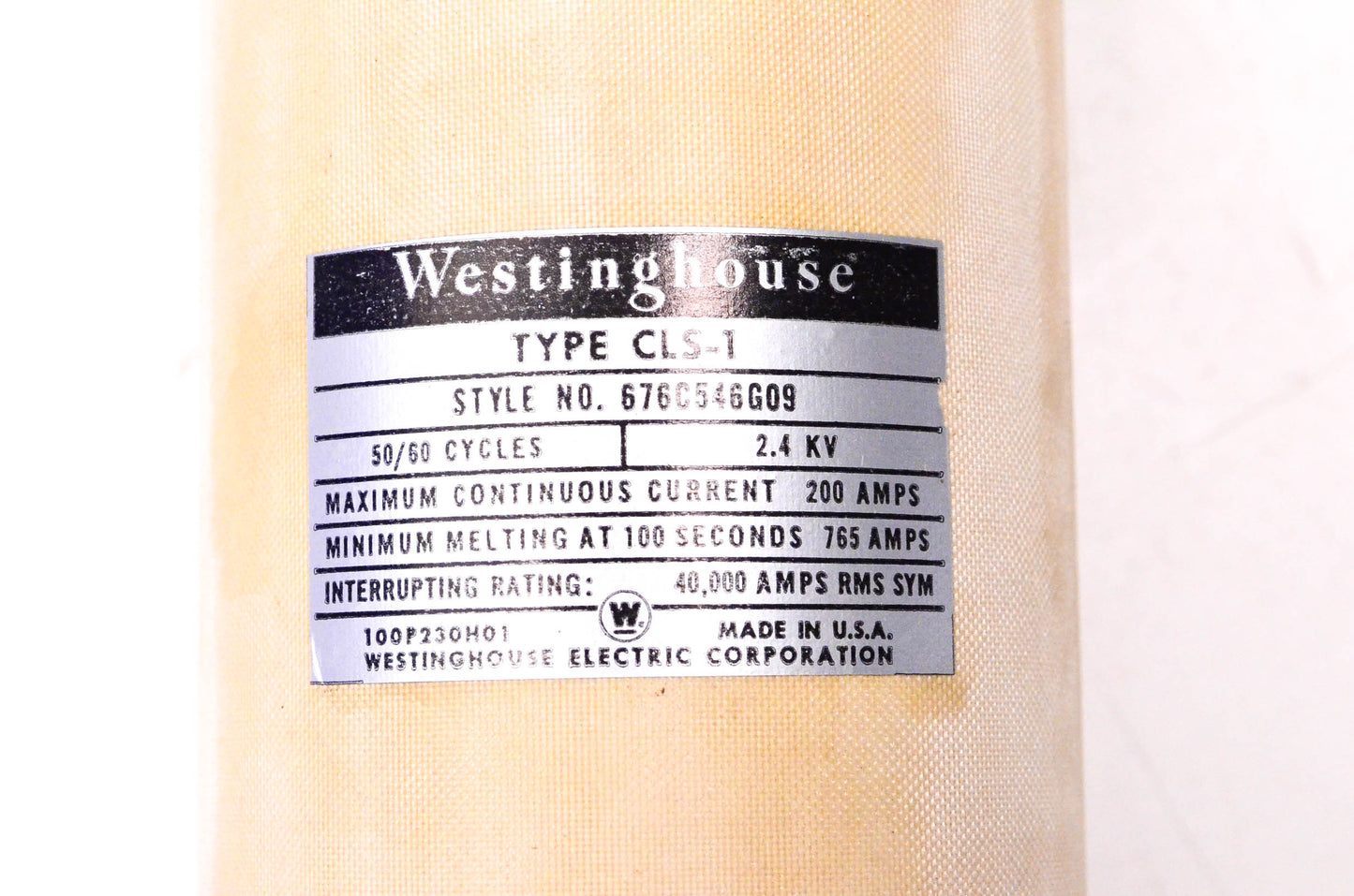 Westinghouse 676C546G09 200 Amp 2.4KV Type CLS-1 Fuse NOS