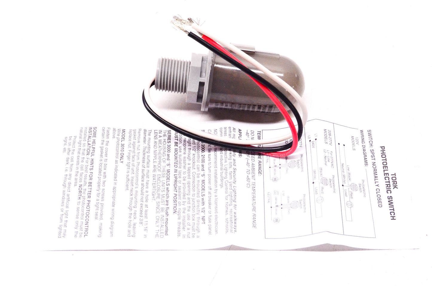 Tork 2000 Tork Photocontrol 120 Volt AC 1/2" Conduit Mounting NOS