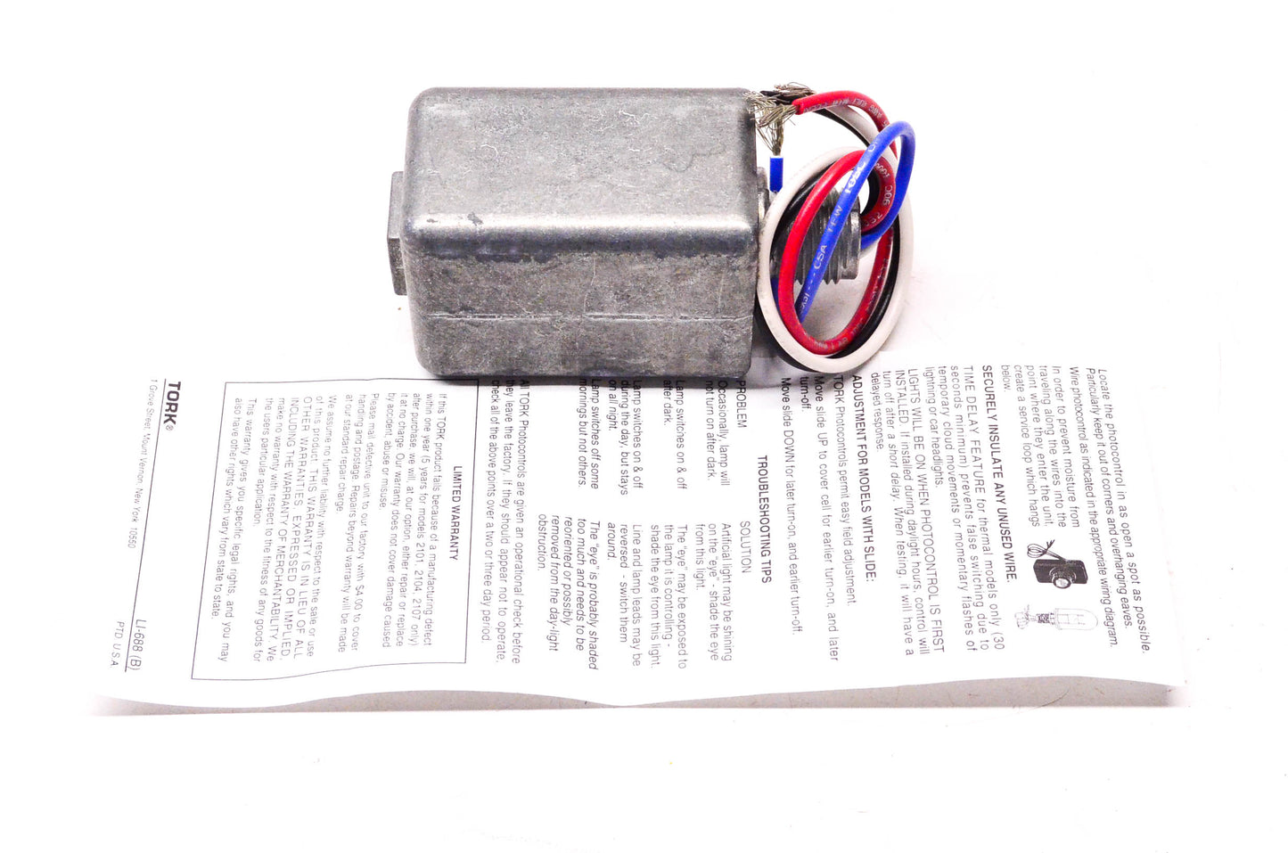 Tork 2107 Tork Photocontrol 120/277 Volt AC 1/2" Conduit Mounting NOS