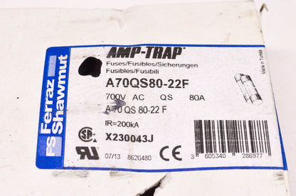 Ferraz Shawmut A70QS80-22F 80 Amp 700VAC Semiconductor Fuse NOS