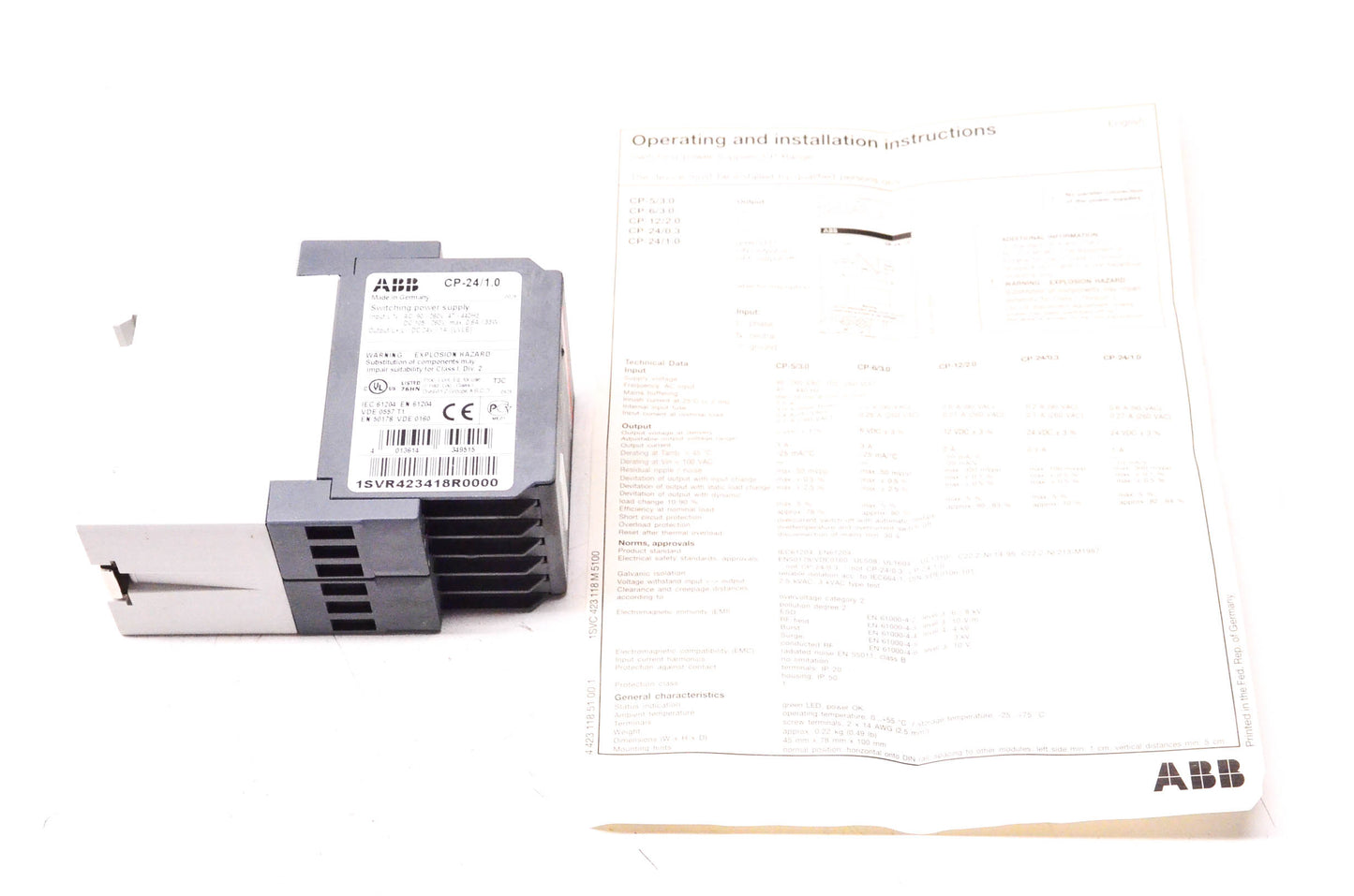 ABB 1SVR423418R0000 1 Amp 24 Volt DC Power Supply NOS