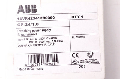 ABB 1SVR423418R0000 1 Amp 24 Volt DC Power Supply NOS