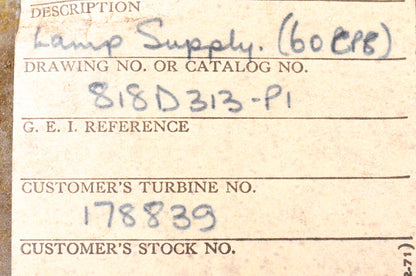 General Electric 818D313-P1 Lamp Power Supply 60 CPS