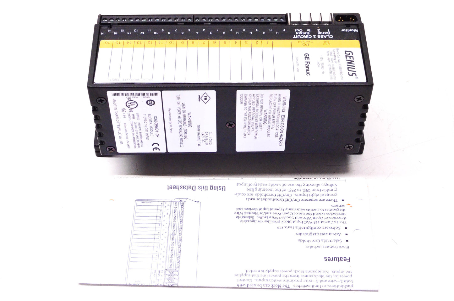 General Electric IC660BBD110P 16pt Input Block Module 115VAC 50/60Hz NOS