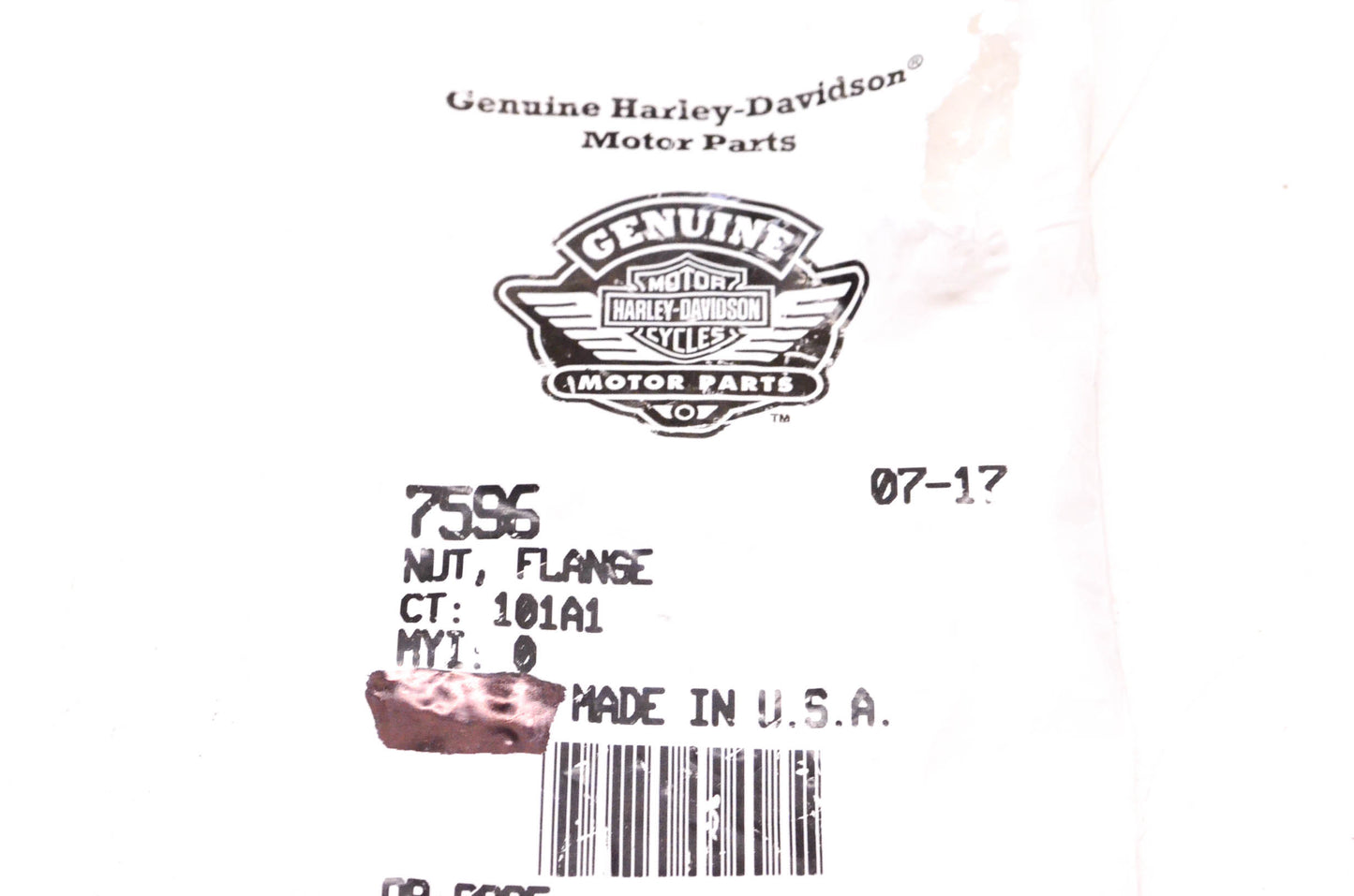 New OEM Harley-Davidson 7596 Flange Nut NOS