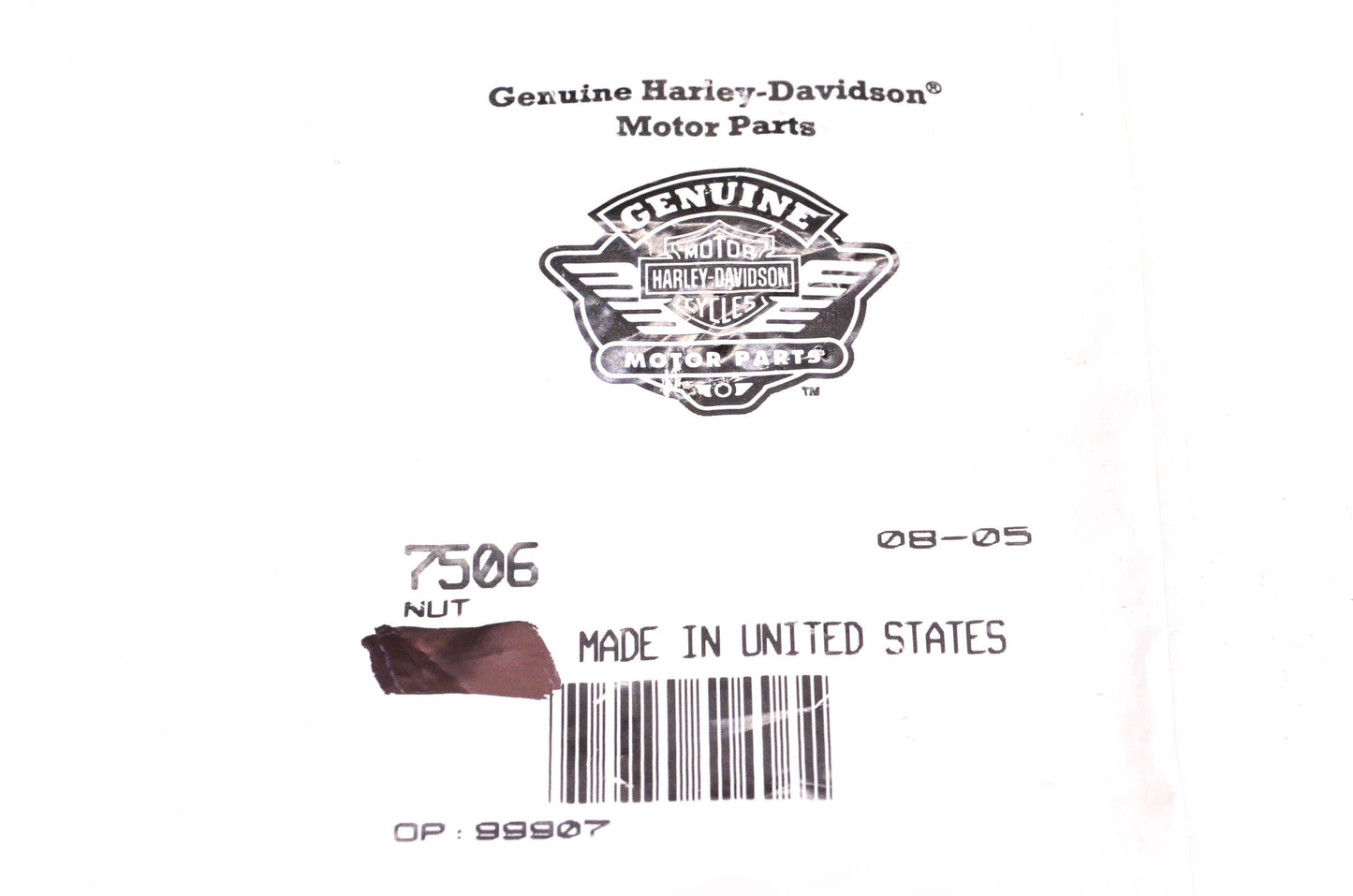 New OEM Harley-Davidson 7506 Nut Qty 2 NOS