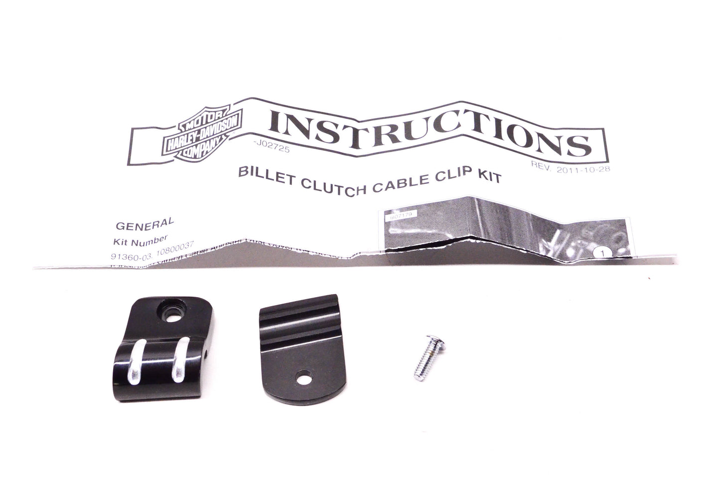 New OEM Harley-Davidson 10800037, 108B1 Edge Cut Clutch Cable Clip Kit NOS